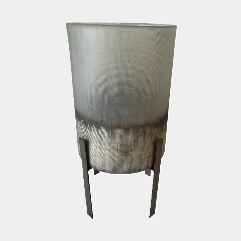 Hand Etched Glass Candle Holder, Silver - 13 Hub Lane   |  Hurricanes