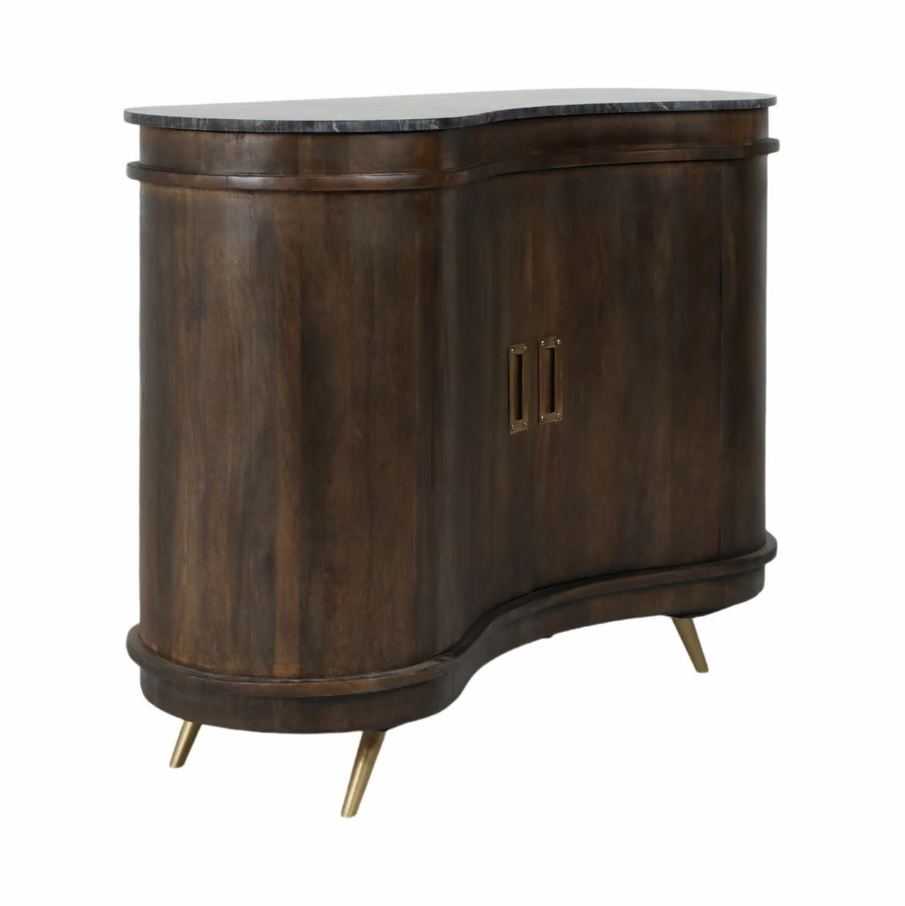 Roquet Curved Wood 2-Door Cabinet