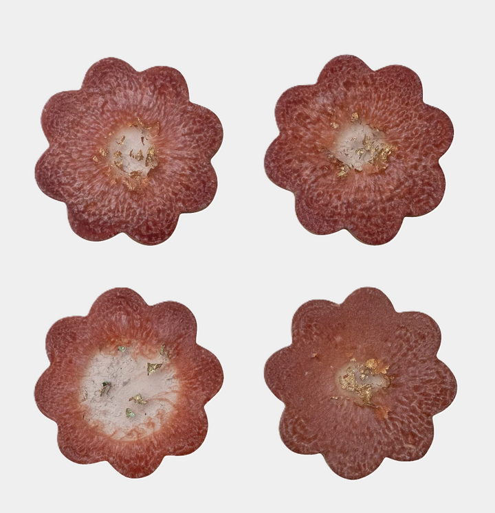 Flower Shaped Coasters w/ Gold Foil, S/4 - 13 Hub Lane   |  Coasters