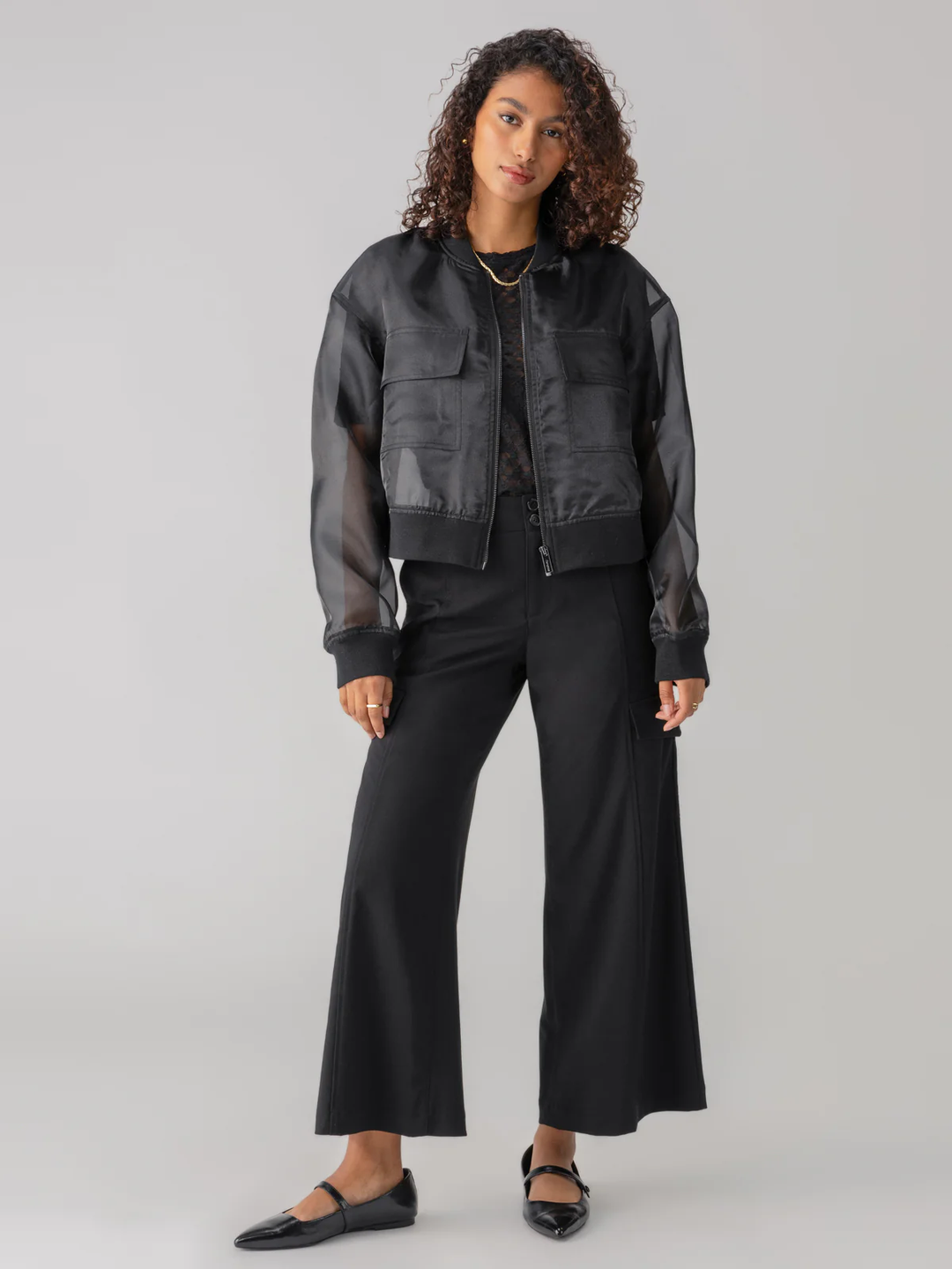 Skyline Organza Bomber Jacket Black