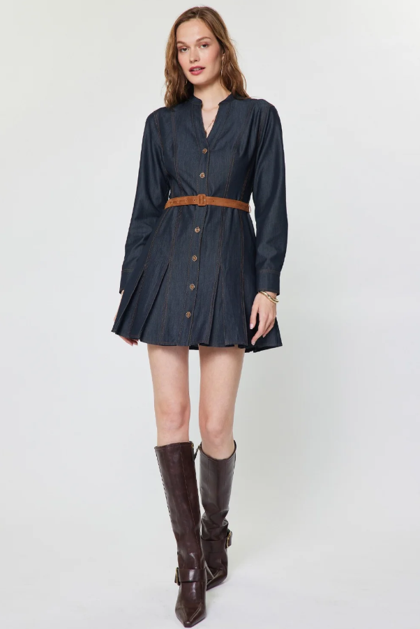 Belted Mini Shirtdress