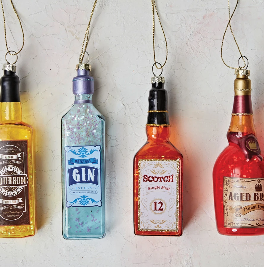 Glass Liquor Bottle Ornament