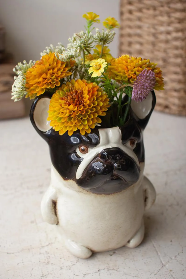 Ceramic French Bulldog Planter