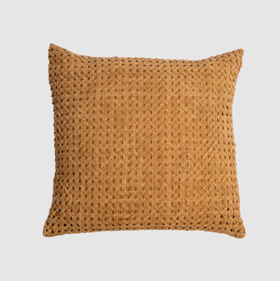 Rattan Suede Pillow, Camel - 13 Hub Lane   |  