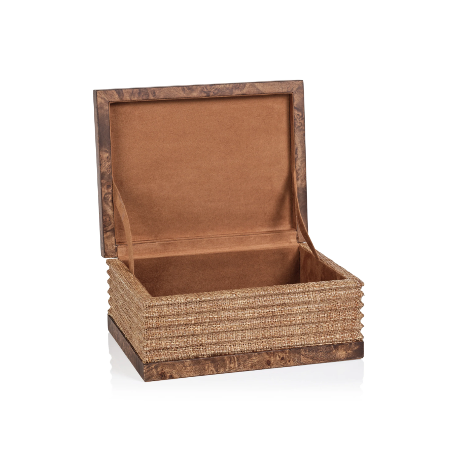 Rosso Burlwood & Raffia Box - 13 Hub Lane   |  Raffia Boxes