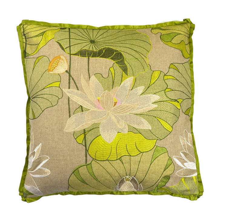Aquatic Garden Embroidered w/ Cupcake Flange Pillow