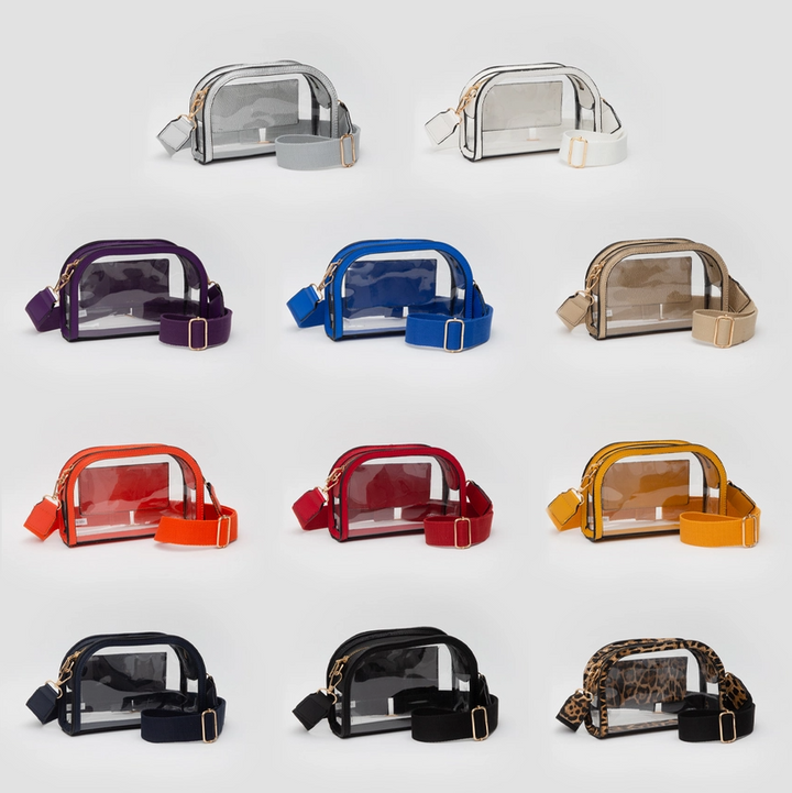 Transparent Crossbody Camera Bag, White - 13 Hub Lane   |  Clear Crossbodies