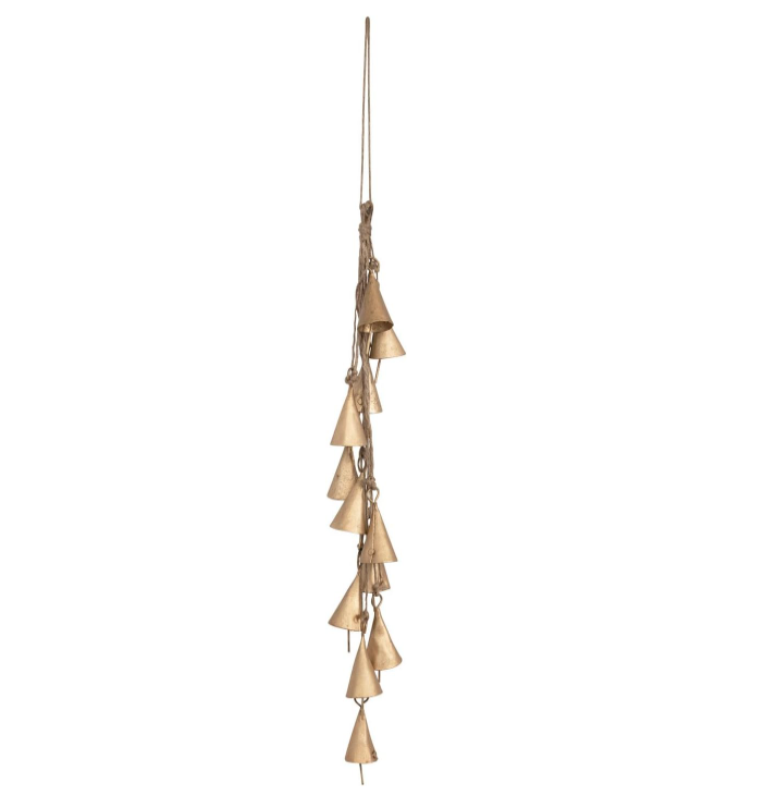 Metal Bell Cluster w/ Jute Rope, Brass - 13 Hub Lane   |  