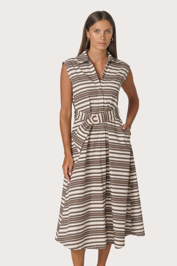 Chloe Poplin Dress, Beachmark Stripe