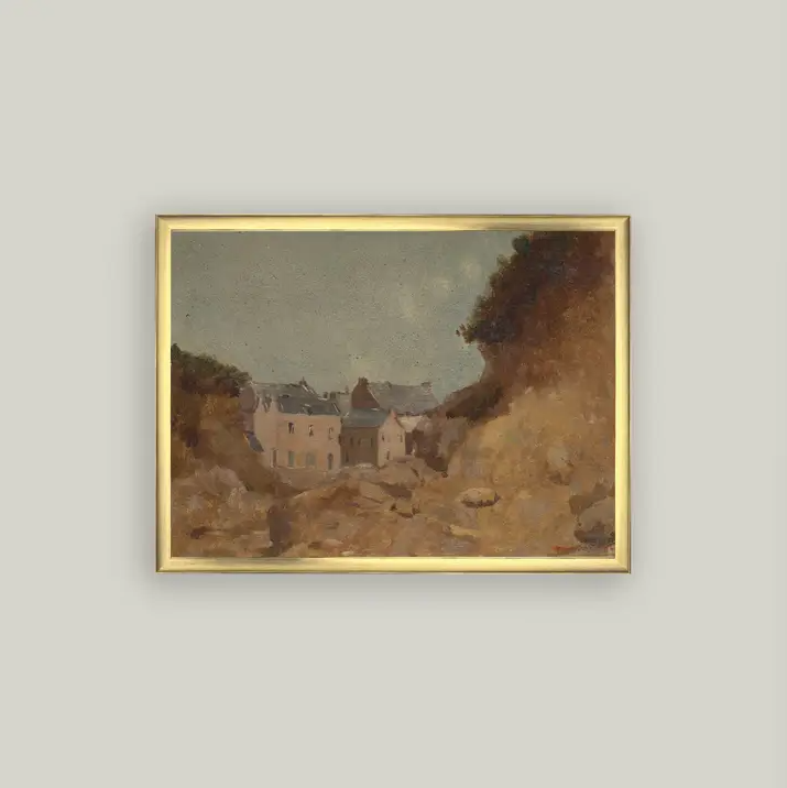 Village Dans Framed Antique Art - 13 Hub Lane   |  Small Wall Art
