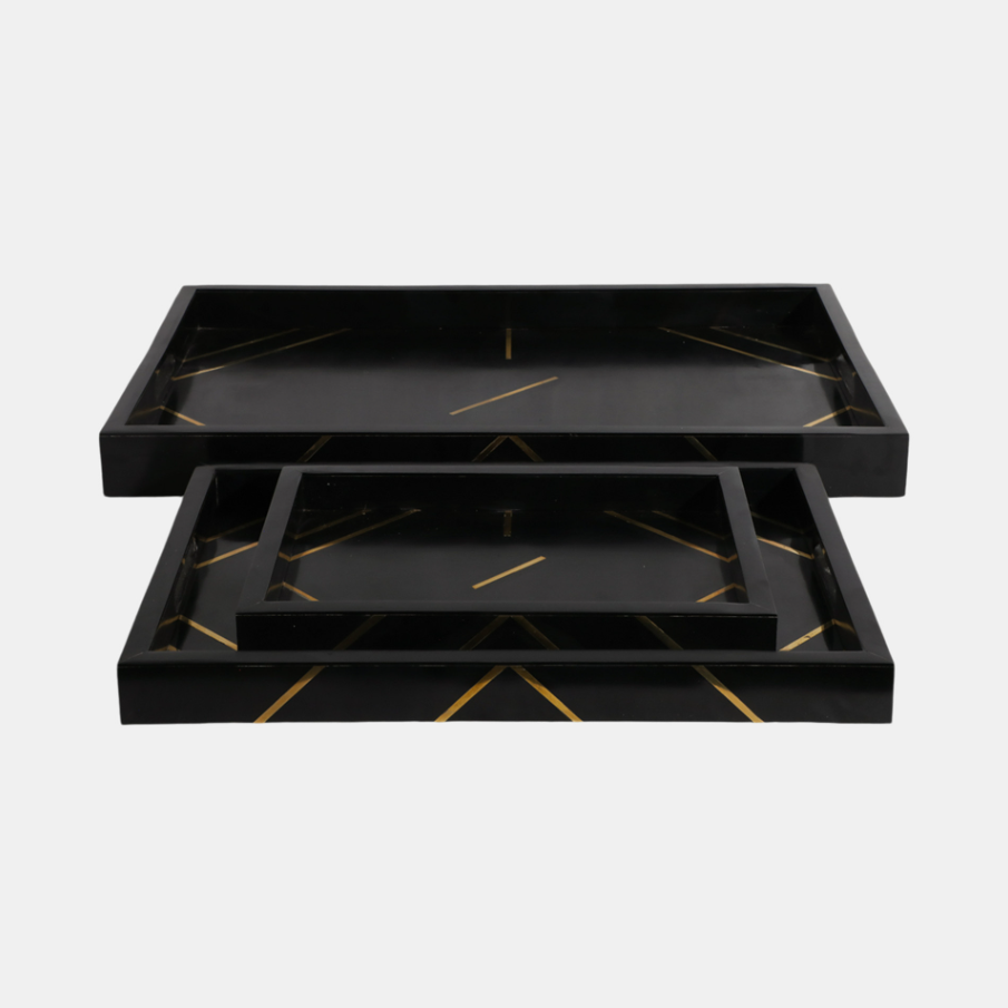 Resin Brass Inlay Rectangle Tray