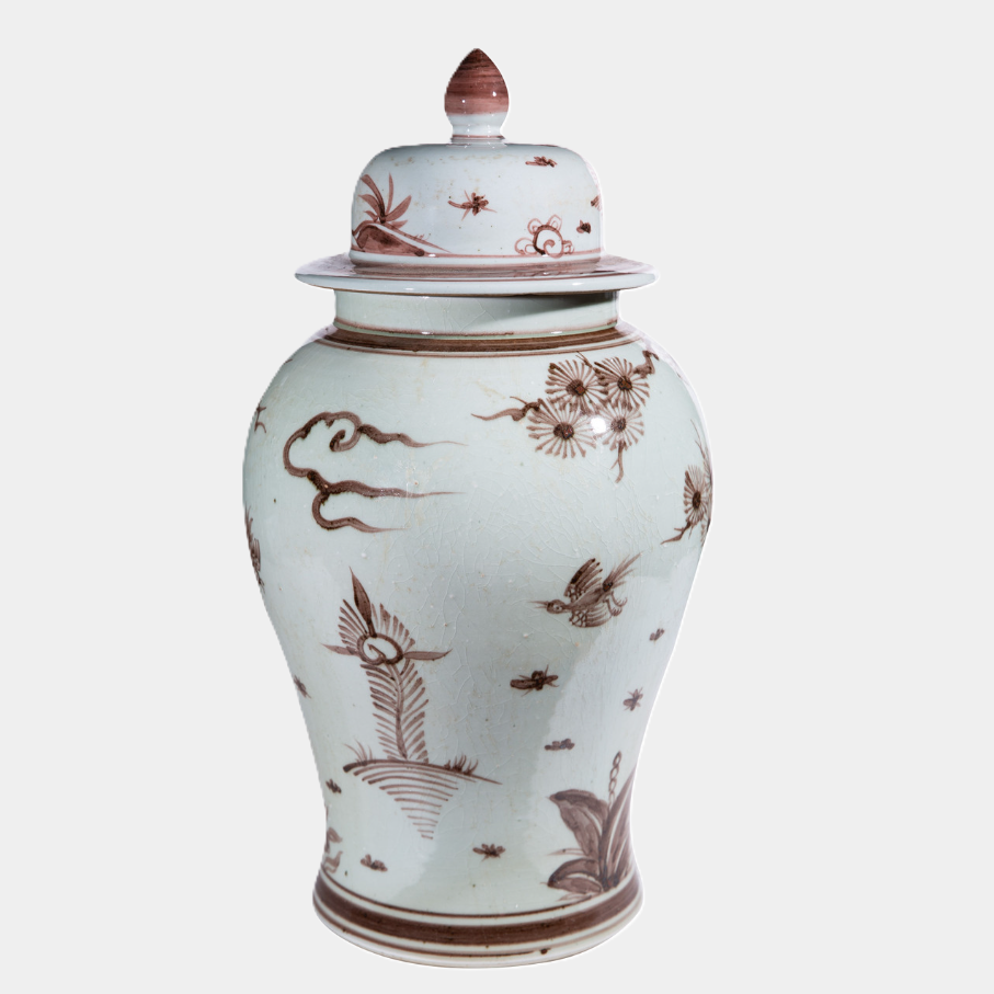 Moka Temple Jar Pine Crane Motif - 13 Hub Lane   |  