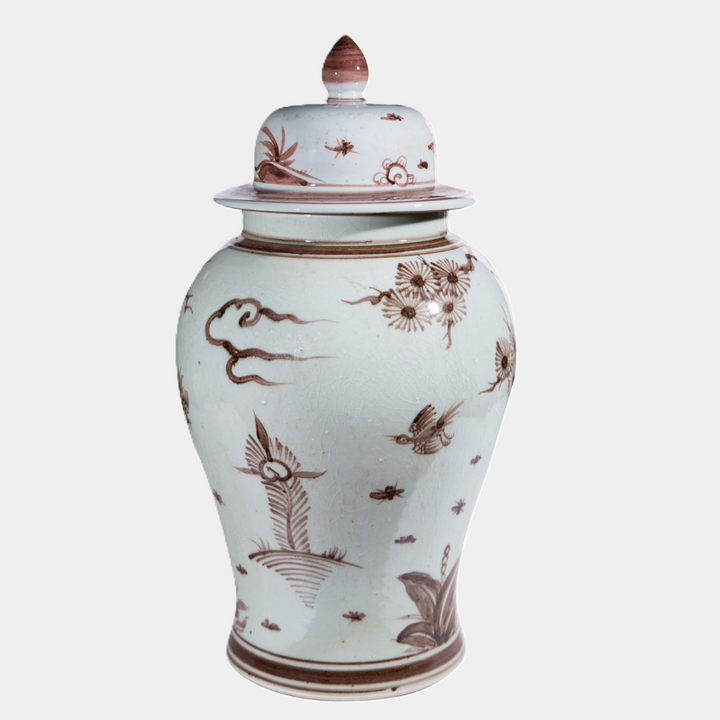 Moka Temple Jar Pine Crane Motif - 13 Hub Lane   |  
