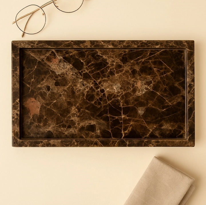 Brown Emperador Tank Tray - 13 Hub Lane   |  Marble Trays