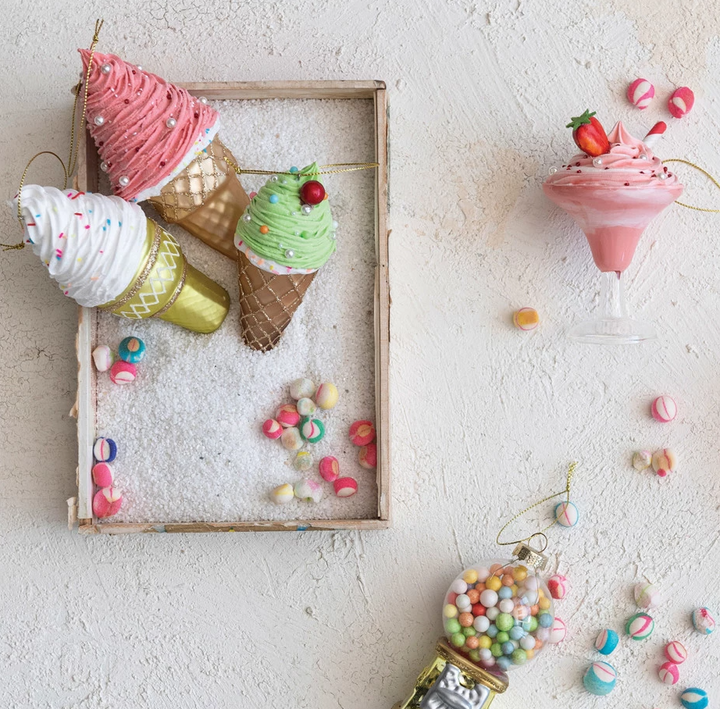 Ice Cream Cone Glass Ornament