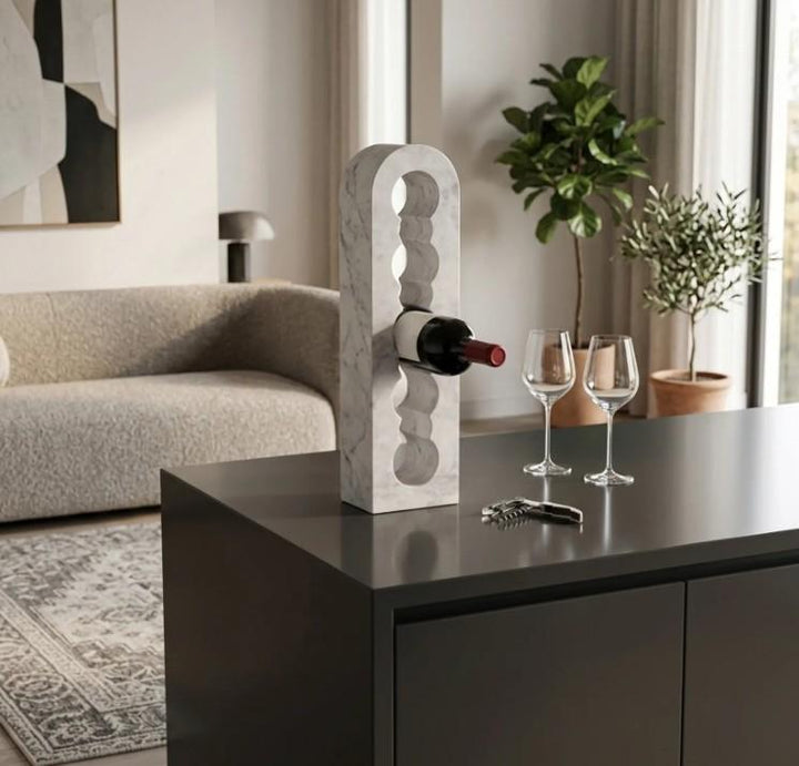 White Marble Standing Wine Rack