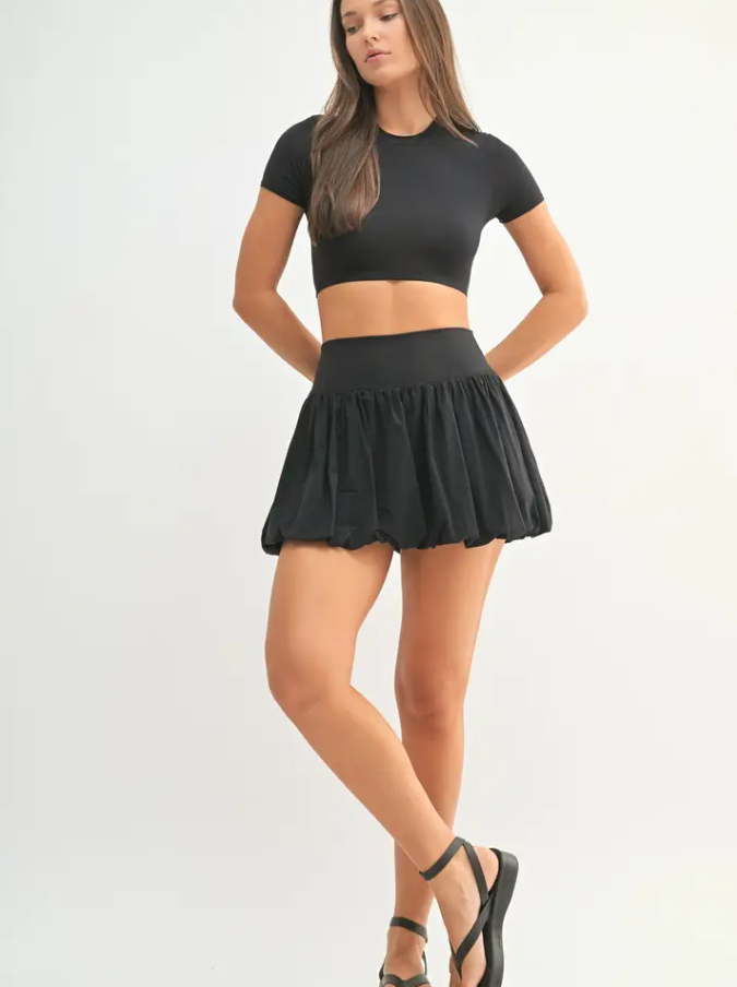 Mini Bubble Skort, Black - 13 Hub Lane   |  Tennis Skort/Skirt