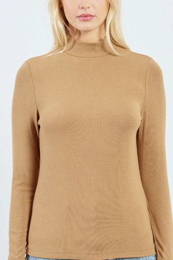 Mock Neck Undersweater, Camel - 13 Hub Lane   |  Mock Neck Sweaters
