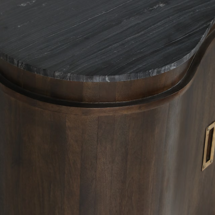 Roquet Curved Wood 2-Door Cabinet