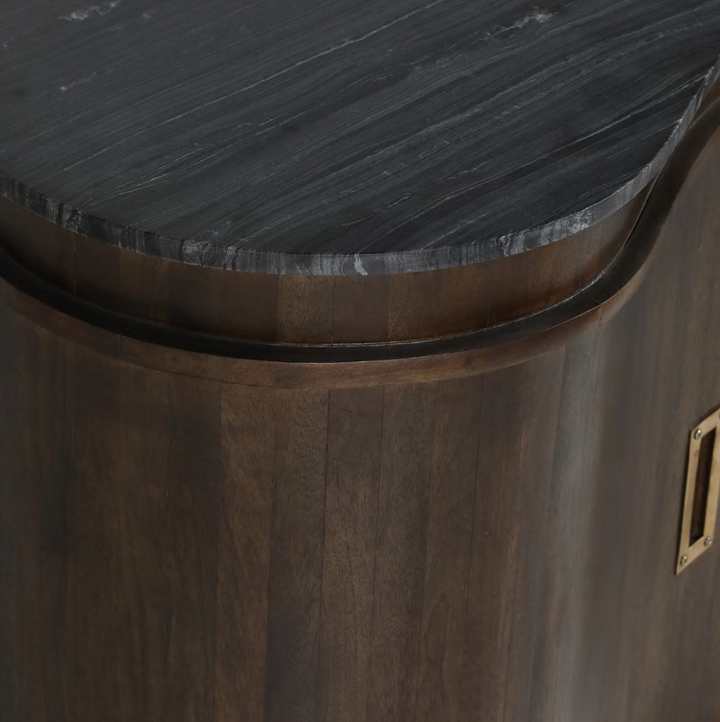 Roquet Curved Wood 2-Door Cabinet