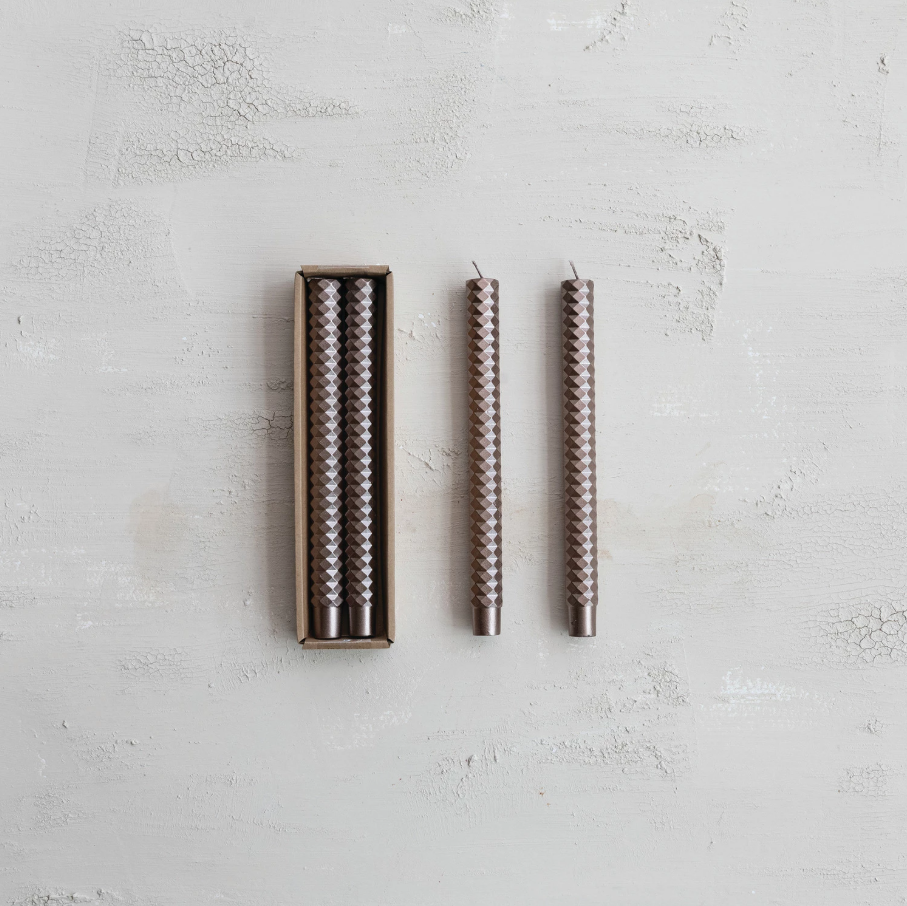 Unscented Faceted Taper Candles in Box - 13 Hub Lane   |  