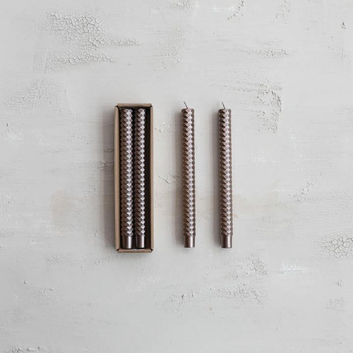 Unscented Faceted Taper Candles in Box - 13 Hub Lane   |  