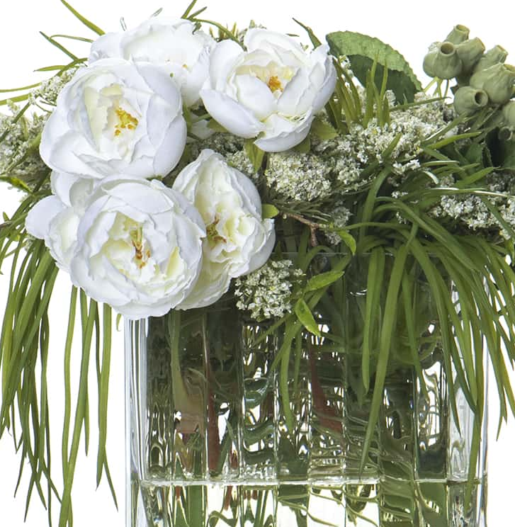 Queen Anne’s Ranunculus, Berry & Grass w/ Glass Vase - 13 Hub Lane   |  Floral Arrangements