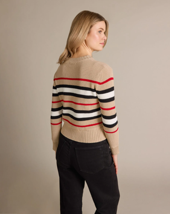 Cotton Cashmere Canterbury Stripe Crew, Palomino
