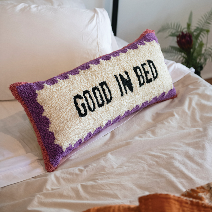 "Good In Bed" Tufted Pillow