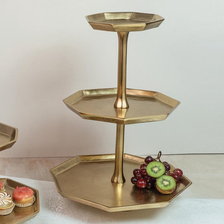 Gold Octagon 3-Tier Stand