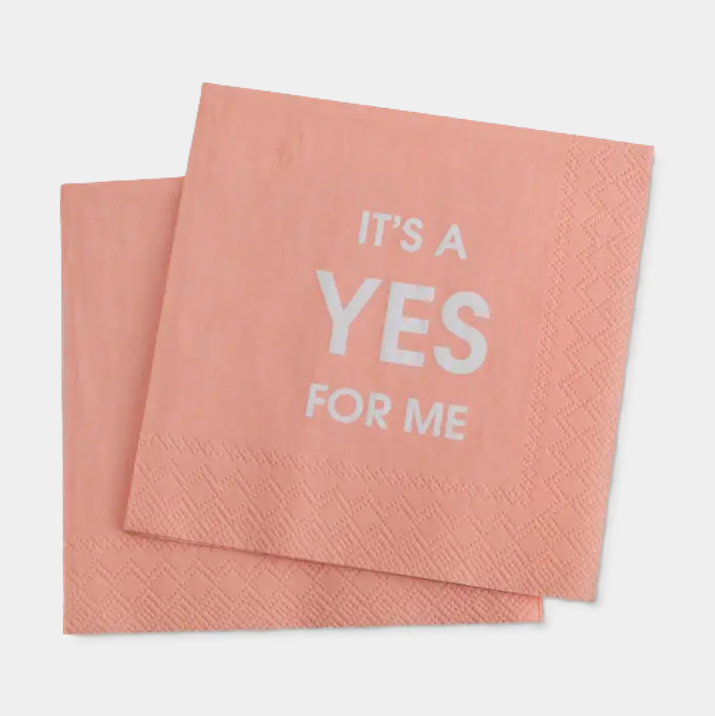 It's A Yes For Me - Cocktail Napkins - 13 Hub Lane   |  Funny Cocktail Napkins