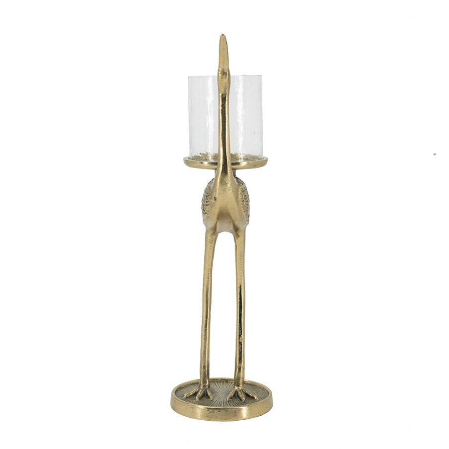 Gold Crane Candle Holder - 13 Hub Lane   |  Metal Candle Holders