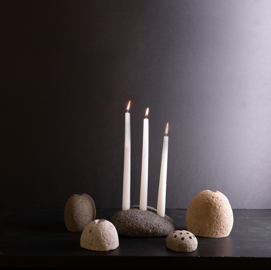 Rock Candleholder, Natural - Thumbnail 4