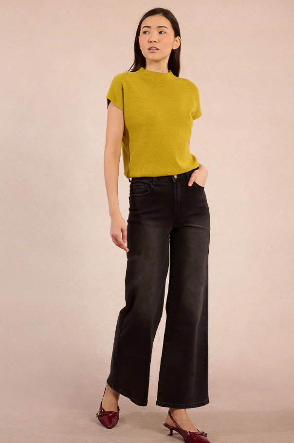 Cap Sleeve Knit Sweater, Lime Green - 13 Hub Lane   |  Mock Neck Sweaters