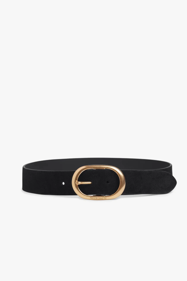 The Suede Jean Belt, Black & Brass