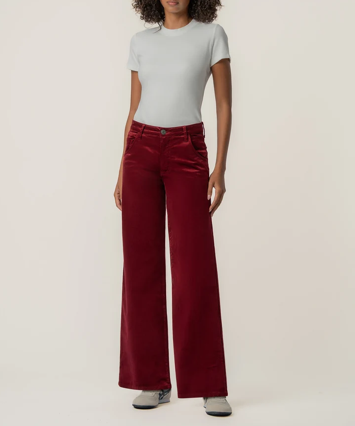 Kut From The Kloth Jean Velveteen High Rise Flare, Cranberry - 13 Hub Lane   |  