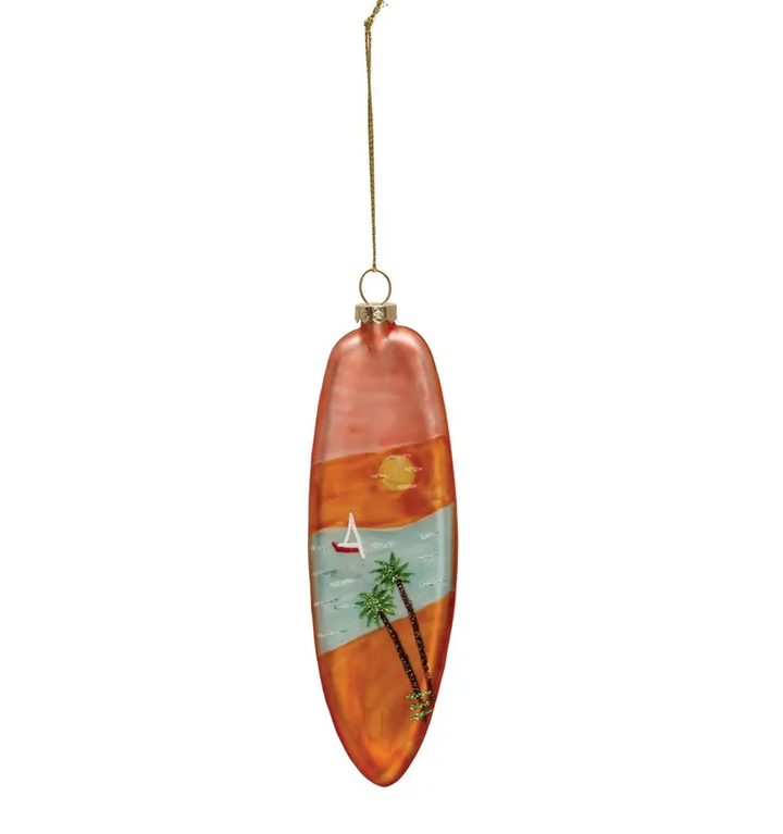 Hand-Painted Glass Surfboard Ornament