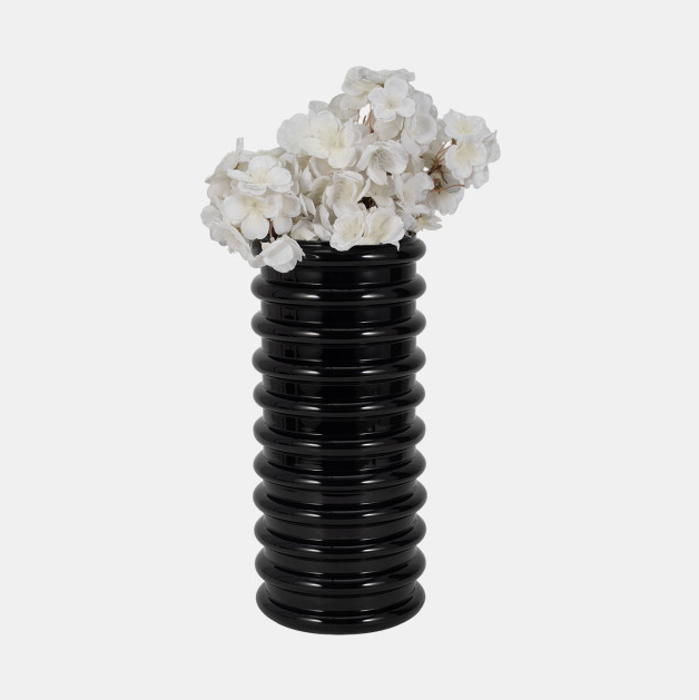 Black Glass Scalloped Vase - 13 Hub Lane   |  