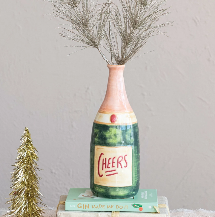 Champagne Bottle "Cheers" Vase