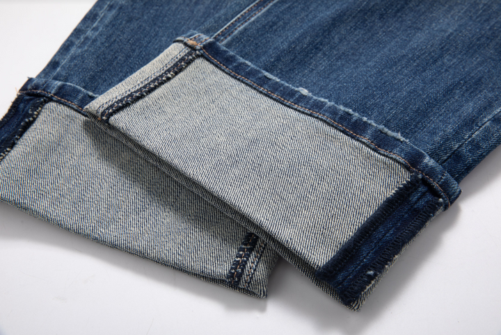 Low Rise Straight Leg Jeans, Retro Dark Blue - 13 Hub Lane   |  Cropped Straight Leg Pants