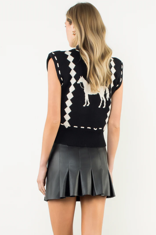Sleeveless Horse Knit Vest - 13 Hub Lane   |  Sweater Vests