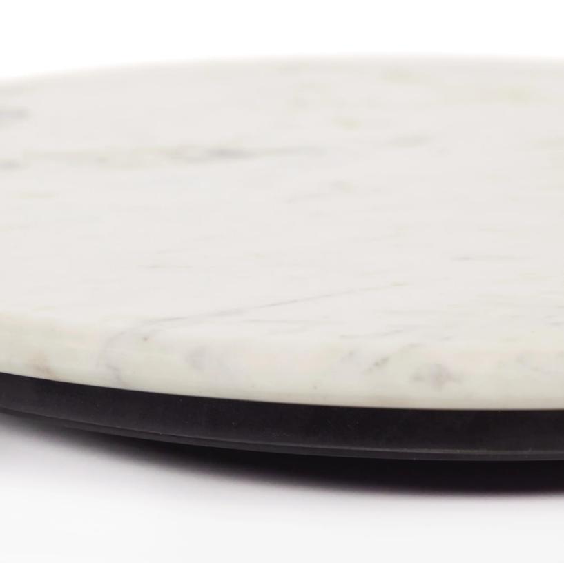 Polished White Marble Lazy Susan - Thumbnail 2