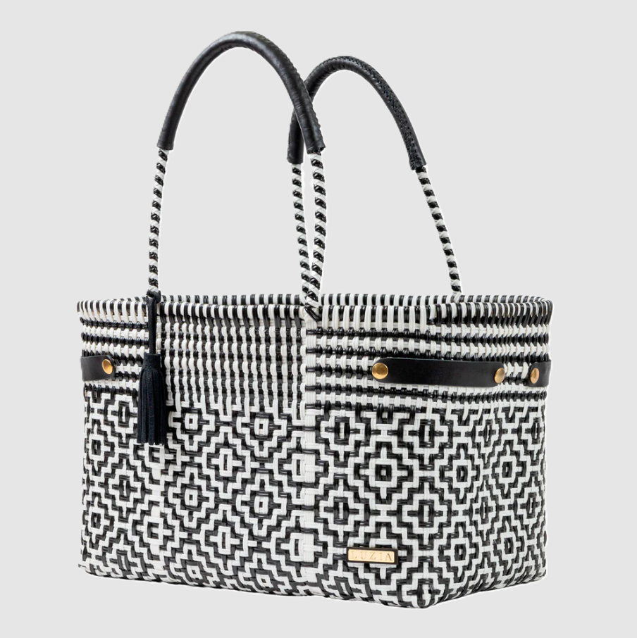 Basket Jumbo Cross Diamond, Black & White - 13 Hub Lane   |  Basket Bags