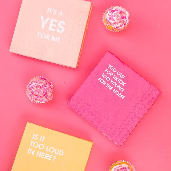It's A Yes For Me - Cocktail Napkins - 13 Hub Lane   |  Funny Cocktail Napkins
