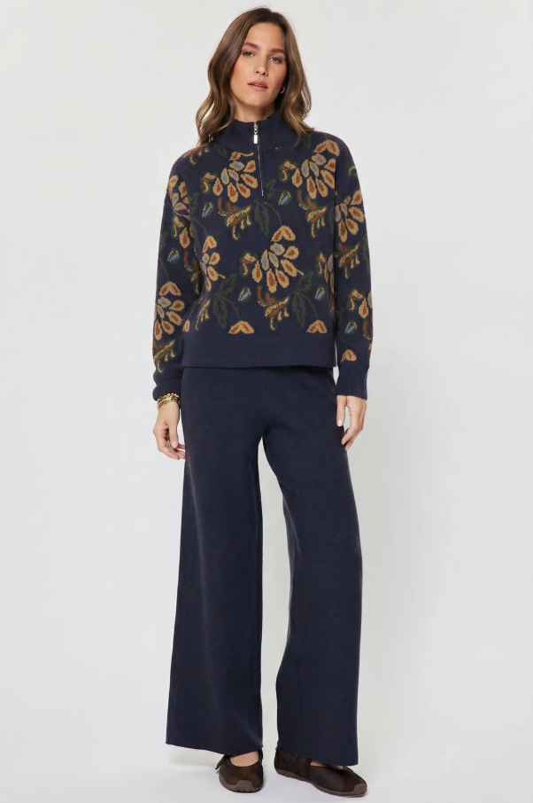 Jacquard Half-Zip, Dark Denim