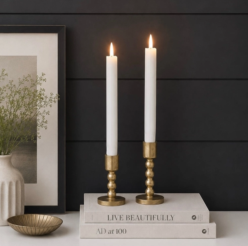 S/2 Led Taper Candles, White - 13 Hub Lane   |  