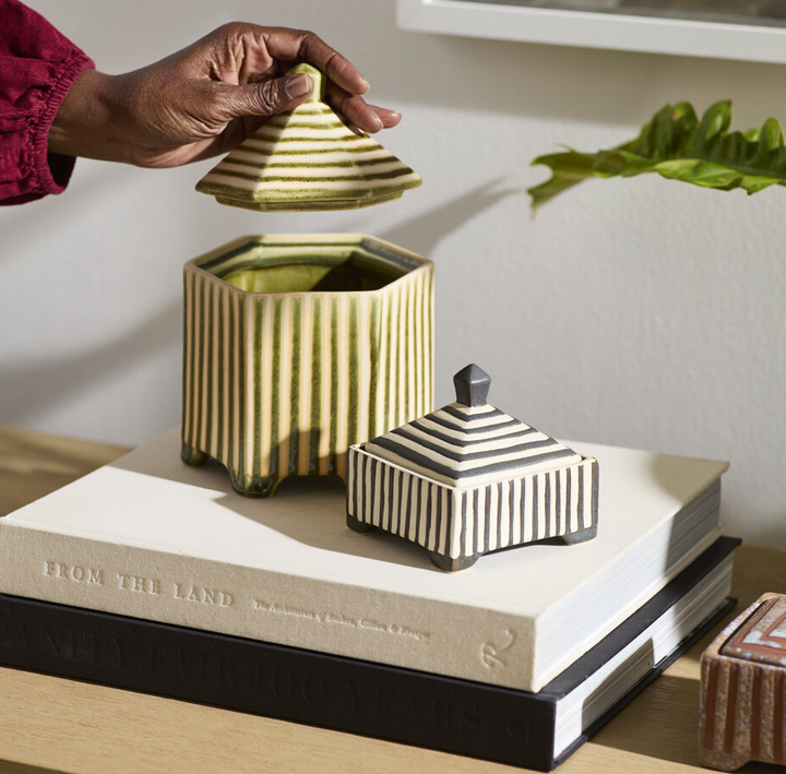 Banda Decorative Box, Green - 13 Hub Lane   |  Ceramic Boxes