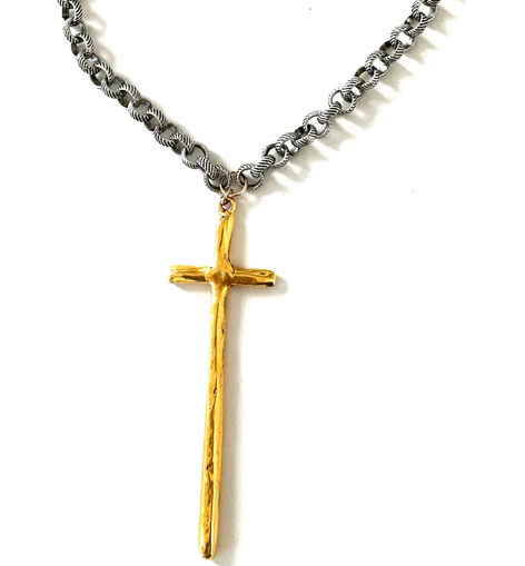 CV Designs Long Cross Drop Necklace