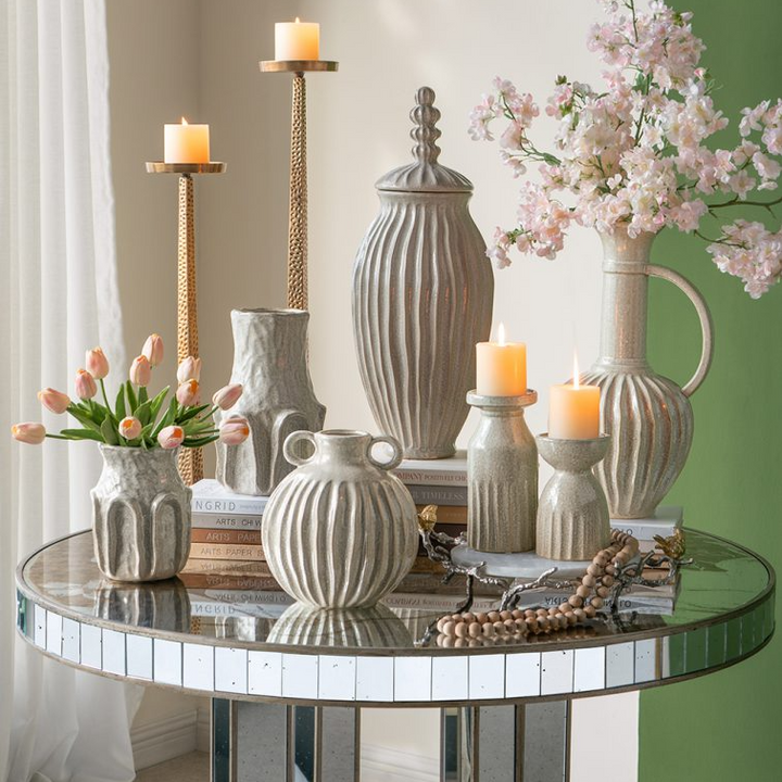 Ceramic Textured Cylinder Candle Holder - 13 Hub Lane   |  