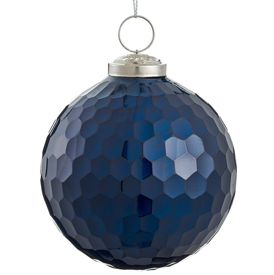 Glass Ball Ornament, Blue - 13 Hub Lane   |  Glass Ball Ornaments